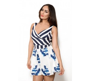 'Iraida' playsuit with deep v neck and floral print